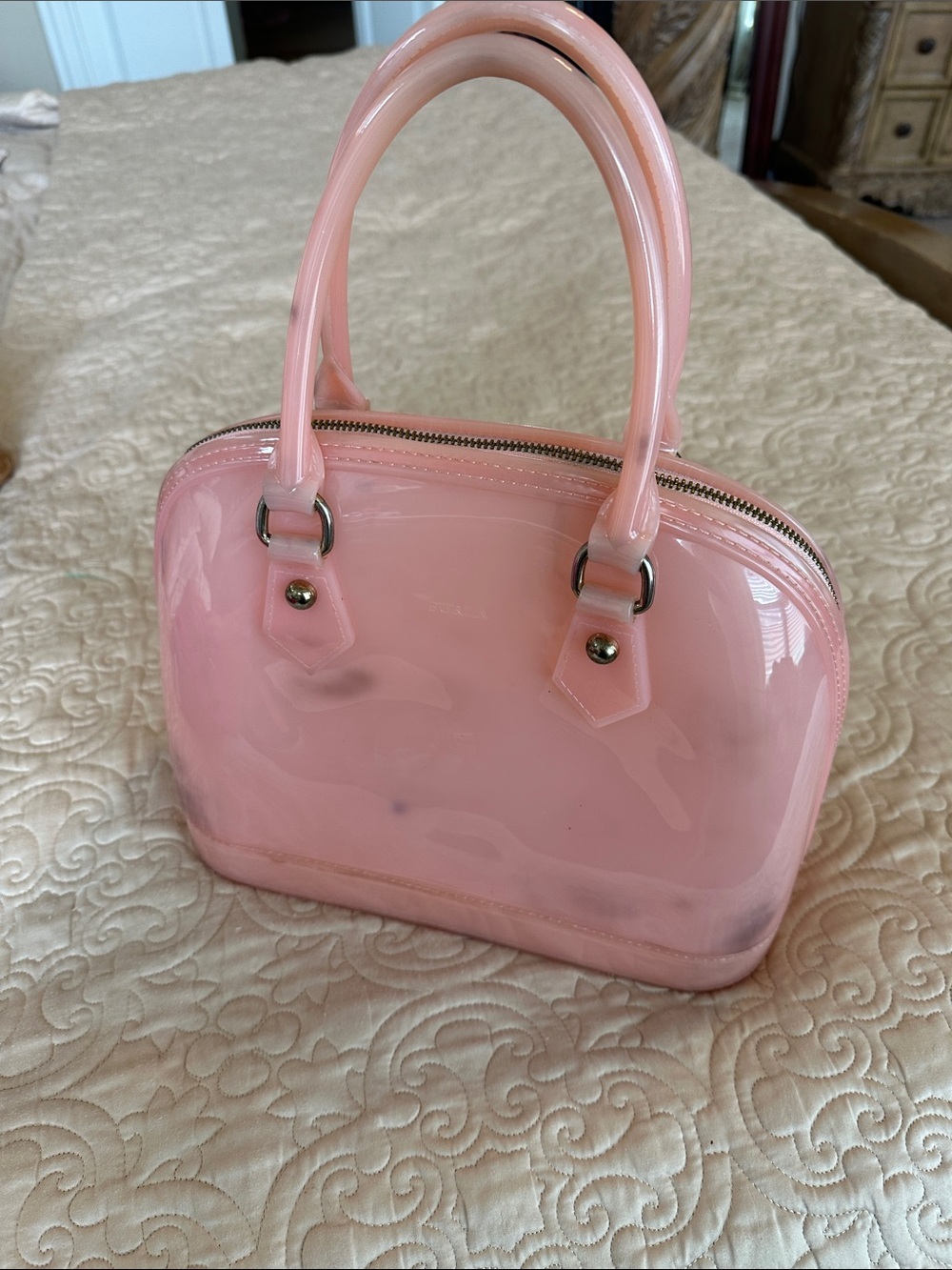 Furla Glossy Light Pink Dome Satchel